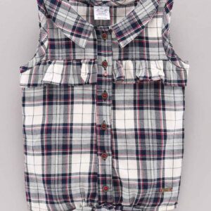 Sleeveless Checks Knotted Top