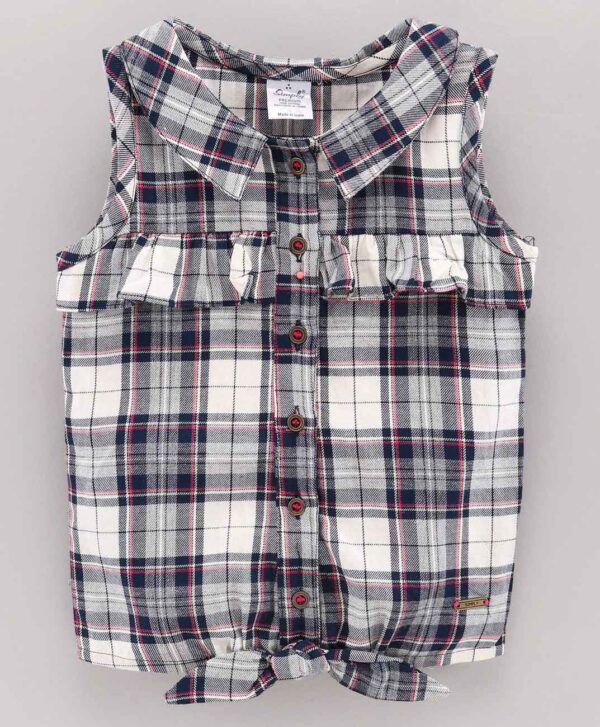 Sleeveless Checks Knotted Top