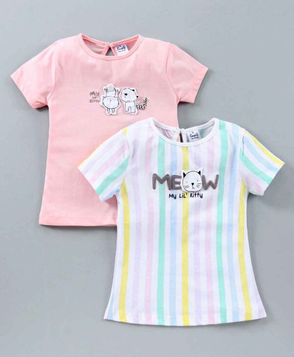 Half Sleeves Tee Kitty Print Pack of 2