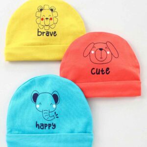 Baby Caps Printed Set of 3 Multicolour