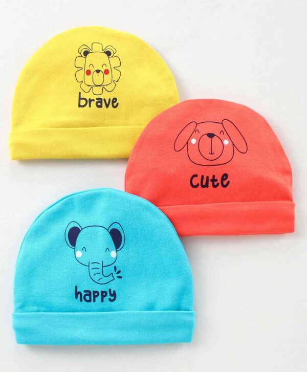 Baby Caps Printed Set of 3 Multicolour