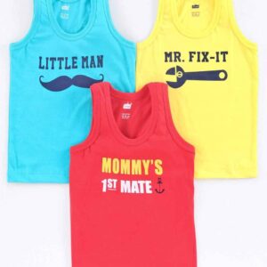 Sleeveless Vest Text Print Pack of 3
