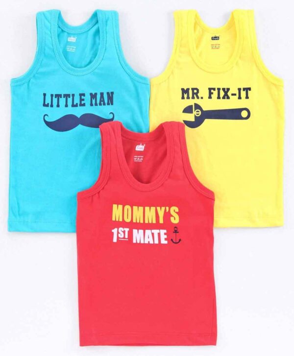 Sleeveless Vest Text Print Pack of 3