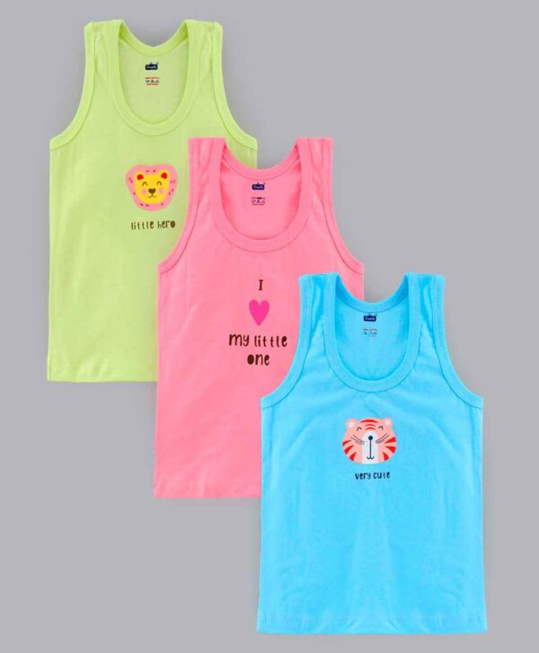Sleeveless Cotton Vest Text Printed Pack of 3