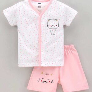 Half Sleeves Shorts Set Kitty Print