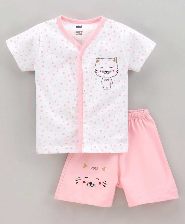 Half Sleeves Shorts Set Kitty Print