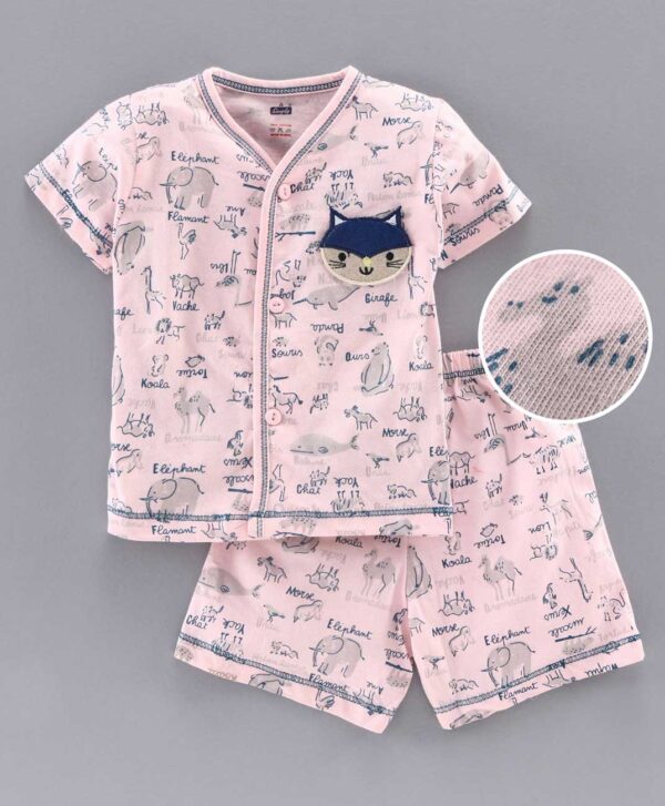 100% Cotton Half Sleeves Night Suit Kitty Applique