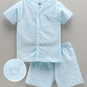 Half Sleeves Night Suit Crown Print