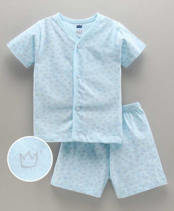 Half Sleeves Night Suit Crown Print