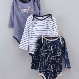 Full Sleeves Onesies Stripes & All Over Print Pack of 3