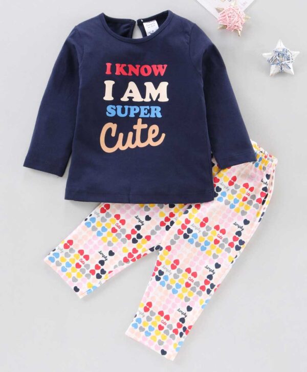 Full Sleeves Tee & Lounge Pant Text Print