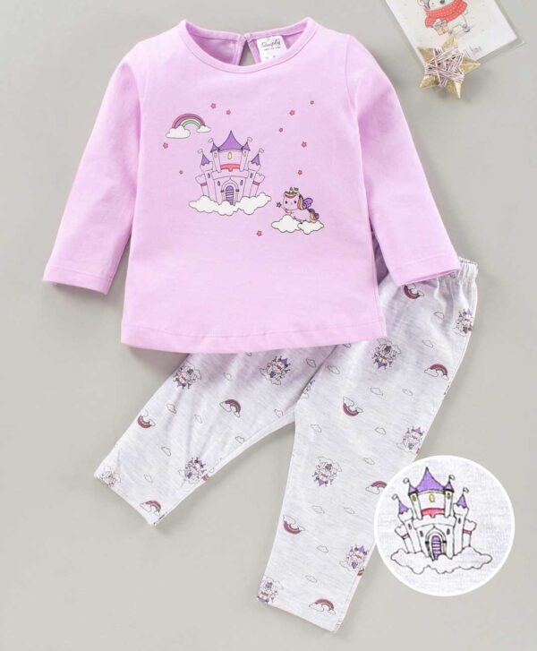 Full Sleeves Tee & Lounge Pant Unicorn Print