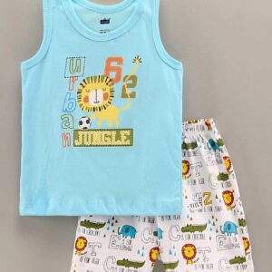 Sleeveless Tee & Shorts Lion Print