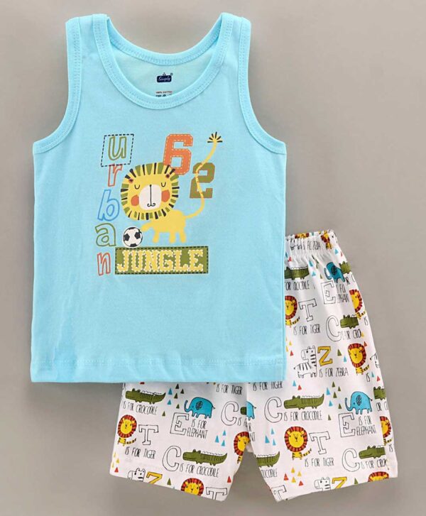 Sleeveless Tee & Shorts Lion Print