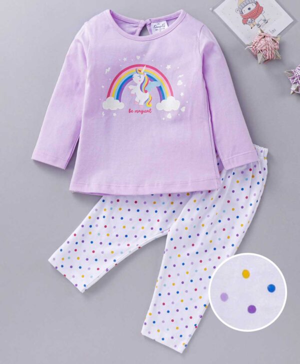 Full Sleeves Tee & Lounge Pant Unicorn Print - Image 2