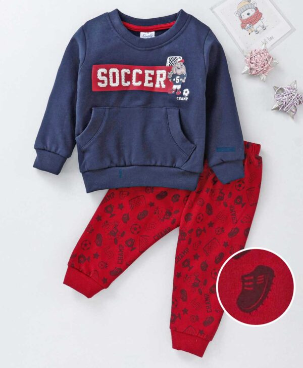 Full Sleeves Tee & Lounge Pant Soccer Print