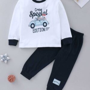 Full Sleeves T-Shirt & Bottom wear Text Print