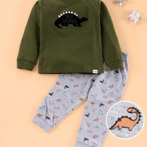 Full Sleeves Tee and Lounge Pant Set Dino Print