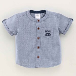 Half Sleeves Cotton Printed Shirt Text Embroidery