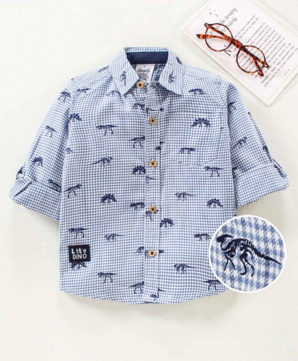 Full Sleeves Cotton Shirt Dino Print
