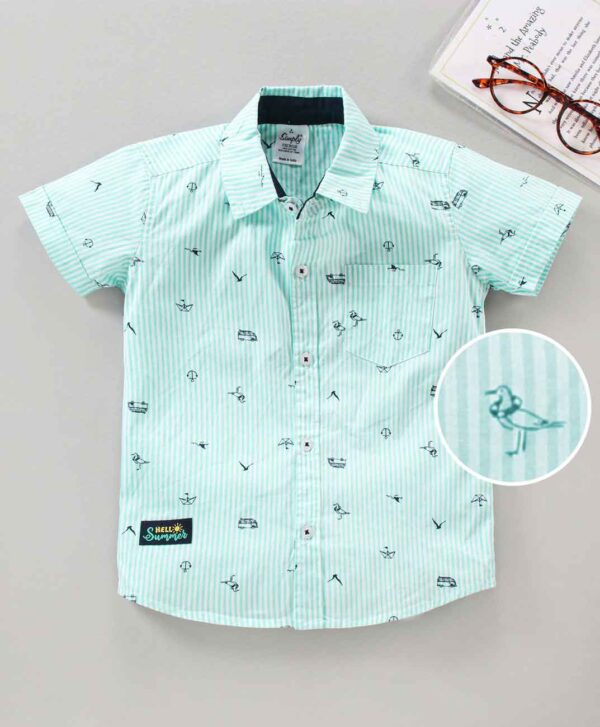 Half Sleeves Shirt Striped & Multi Print