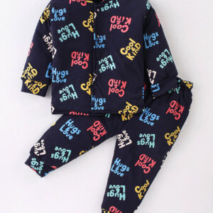 Full Sleeves Padded Suit All Over Text Print