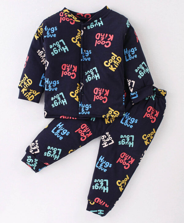 Full Sleeves Padded Suit All Over Text Print