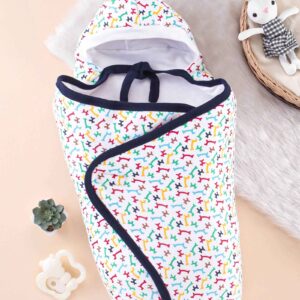 Interlock Hooded Towel & Wrappers - Puppy Printed