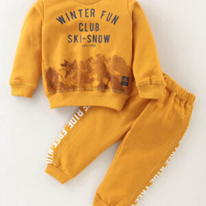 Full Sleeves Fleece Tee and Pant set Text Printed