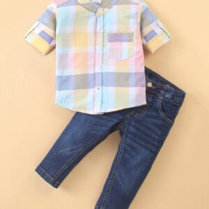Full Sleeves Checked Shirt and Jeans Set