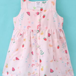 Sleeveless Frock with Fruits Prints