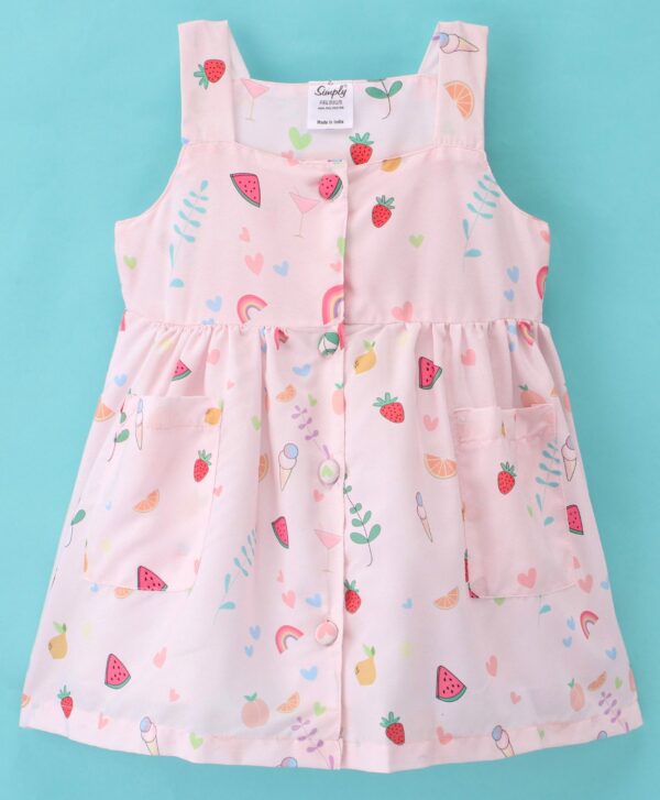 Sleeveless Frock with Fruits Prints