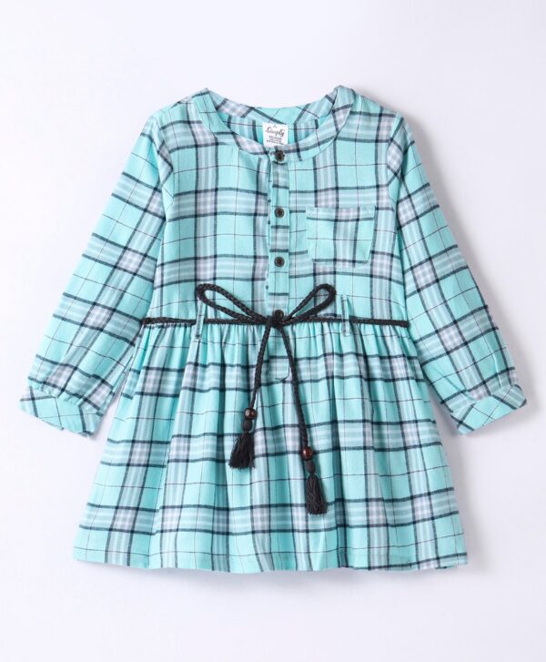 Full Sleeves Checks Frock with Dori - Image 2