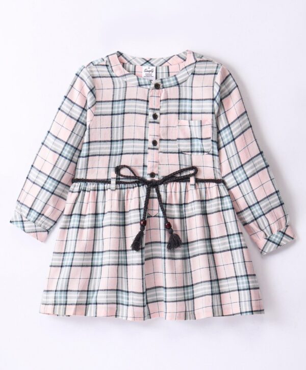 Full Sleeves Checks Frock with Dori