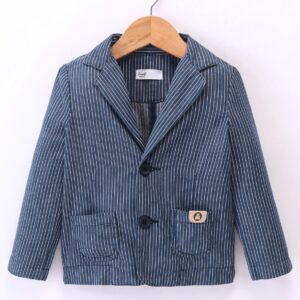 Full Sleeves Partywear Blazer - Navy Stripes