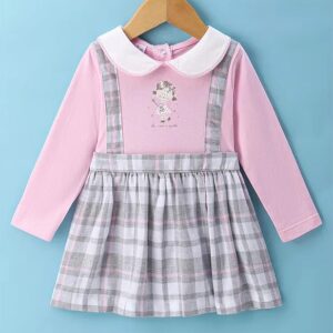Full Sleeves Frock with Peter Pan Collar & Doll Print