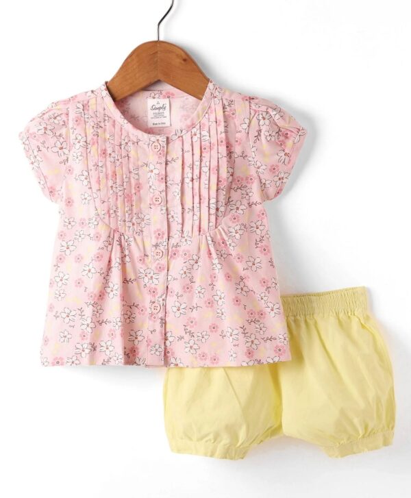 Half Sleeves Floral Printed Top with Shorts Set