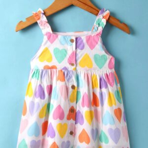 Sleeveless Frock With Hearts Printed