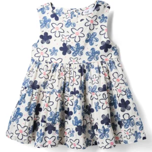 Sleeveless Frock With Floral Printed