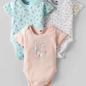 Half Sleeves Floral Printed Onesies Pack of 3