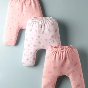 Floral Bird & Heart Printed Diaper Leggings Pack of 3
