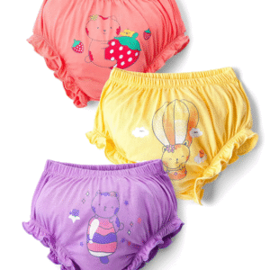 Teddy Printed Panties Pack of 3 - Yellow, Peach & Lilac