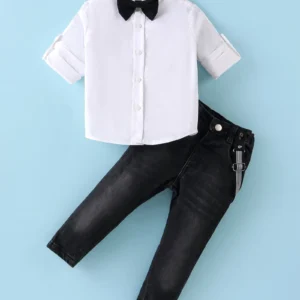 Full Sleeve Party Suit With Bow & Suspender