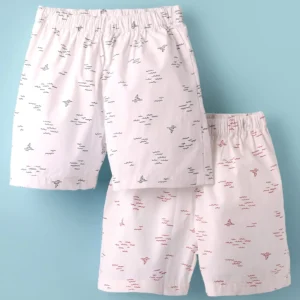 Knee Length Shorts with Nautical Theme Print Pack of 2