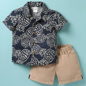 Half Sleeves Boys Set with Pineapple Print