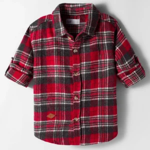 Full Sleeves Checkered Shirt - Khaki & Red