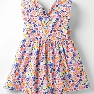 Frill Sleeves Frock With Floral Printed