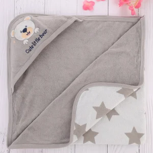 Hooded Towel & Wrappers With Bear Embroidery