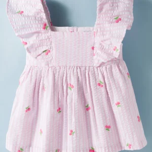 Sleeveless Cherry Embroidered Frock