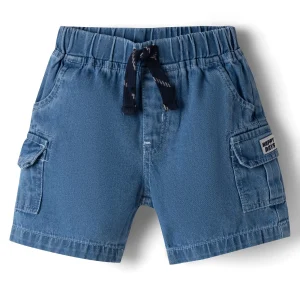 Knee Length Solid Denim Shorts